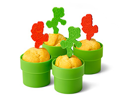 商品写真：マフィンカップ（土管）＆ピック（マリオ／ルイージ）