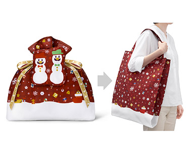 商品写真：ラッピング×エコバッグ L（ゆきだるま［マリオ＆ルイージ］）